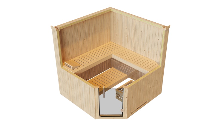 Weka Elementsauna Varberg 3 - 68 mm Sparset 2 inkl. 7,5 kW Bioaktiv-Ofen mit Steuergerät