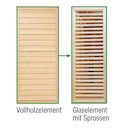Vorschaubild Wolff Finnhaus Sauna Paradiso: Tausch Vollholzelement in Glaselement mit Sprossen