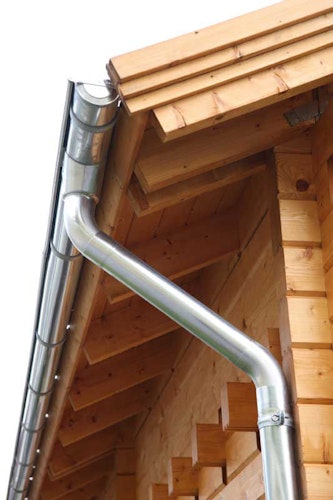 Wolff Finnhaus Aludachrundrinne SD bis 300 cm mit 2 Fallrohren