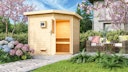 Vorschaubild Karibu Gartensauna Pultdach Saunahaus Mikka mit Eckeinstieg naturbelassen inkl. gratis Saunaofen im Wert von 599,99 €