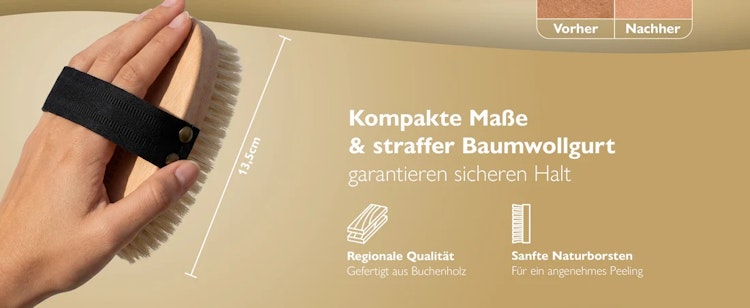 Liebenstein Trockenbürste für sanftes Hautpeeling - Made in Germany