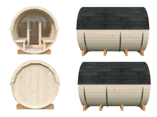 Palmako Saunafass Anita 1,3 + 0,7m² mit Glaswand