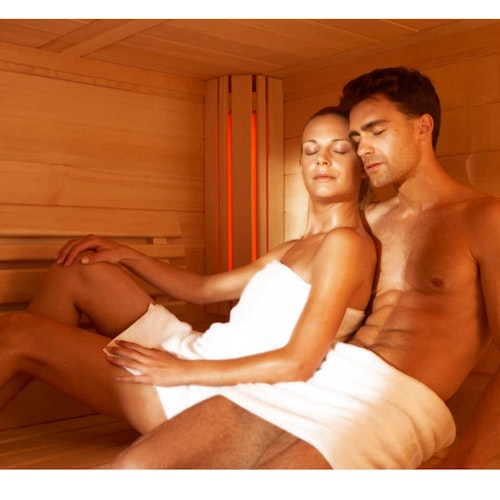 Infraworld Sauna Panorama Complete 160 Fichte - 75 mm Multifunktionssauna inkl. 5-teiligem gratis Zubehörset