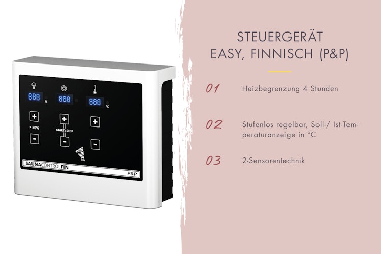 Karibu Saunaofen 3,6 kW Plug & Play finnisch mit externer Steuerung Easy schwarz