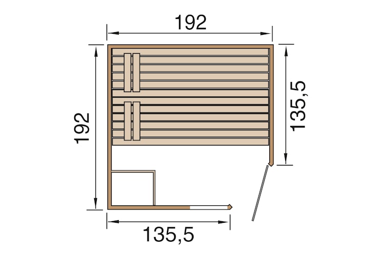 Weka Massivholz-Elementsauna Laukkala 3 mit Glastür+Fenster - 38 mm mit Eckeinstieg