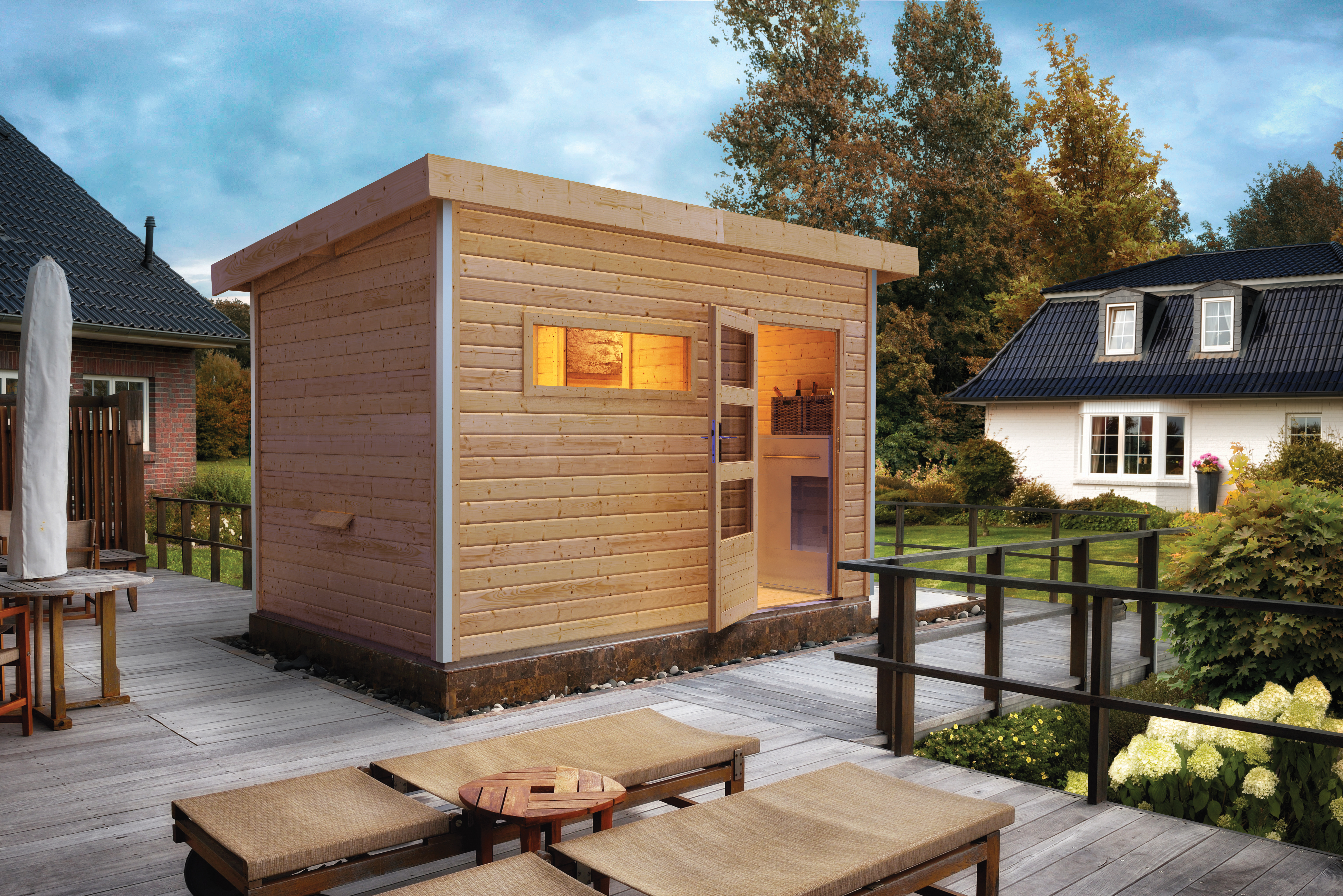 Karibu Saunahaus Skrollan 2 mit Vorraum naturbelassen inkl. gratis Sauna-Zubehörset im Wert von 234,94 €