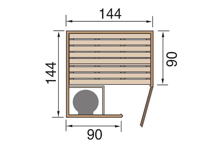 Weka Sauna Kiruna 1 mit Glastür und Eckeinstieg 230 V - 68 mm
