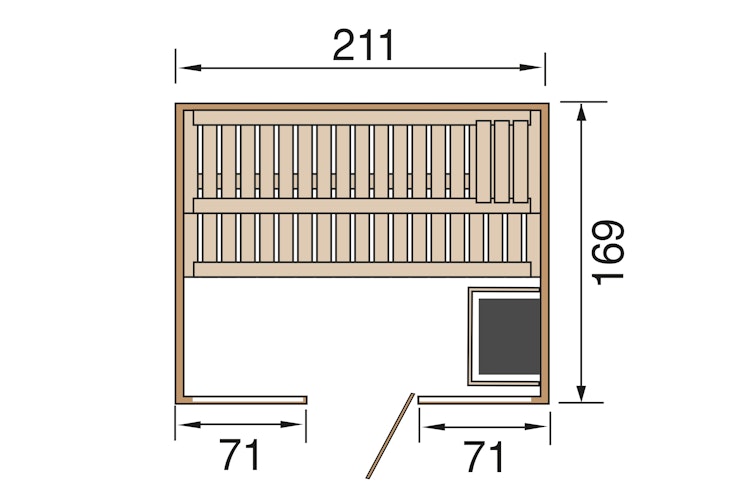 Weka Premium Massivholz-Elementsauna Kemi Panorama 2 mit Glastür+2 Fenster und Sternenhimmel - 45 mm