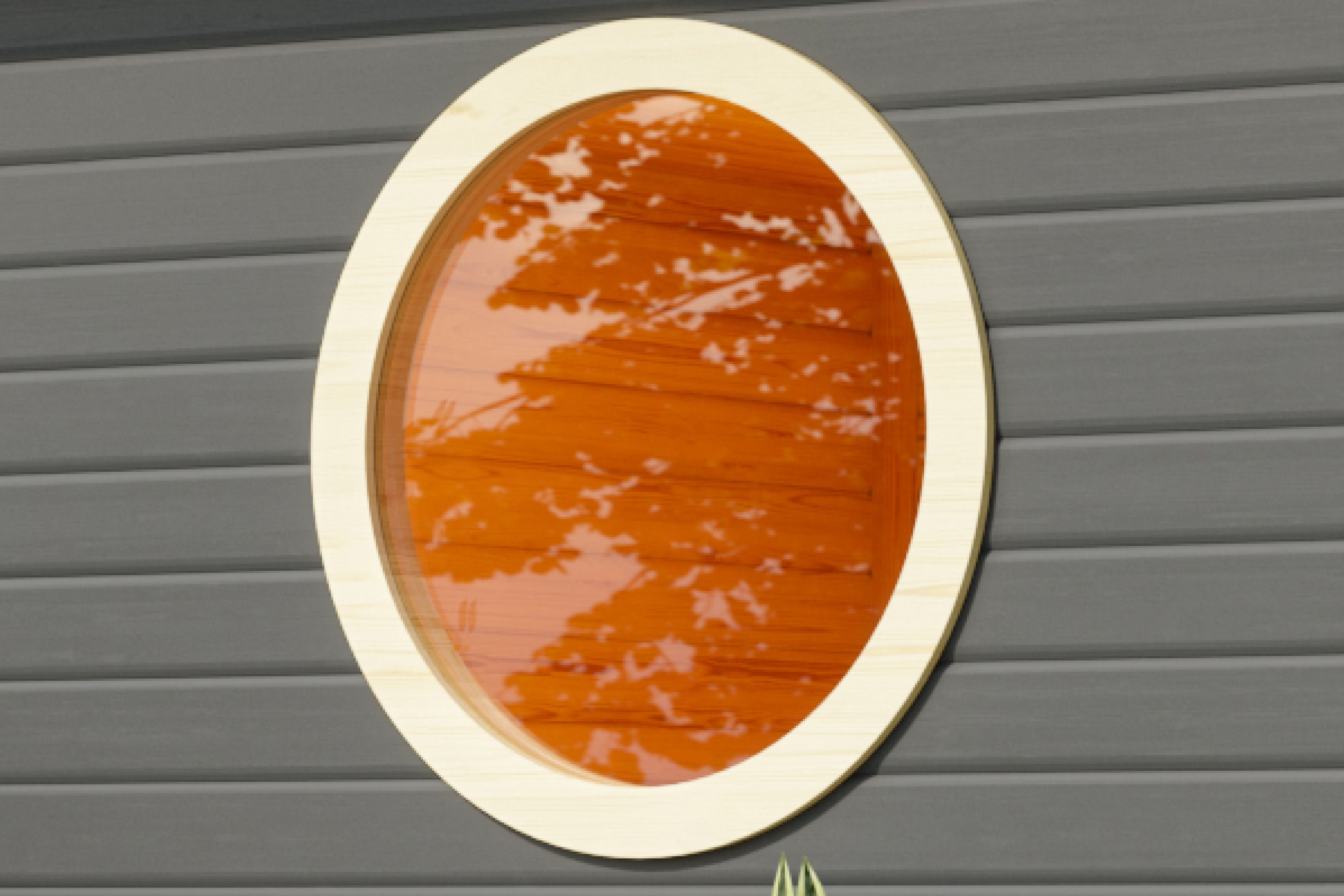 Karibu Saunafenster rund für Außensaunen mit 38 mm Wandstärke