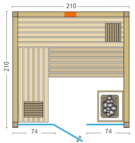 Infraworld Sauna Gracil Complete 210 - 75 mm Multifunktionssauna inkl. 5-teiligem gratis Zubehörset
