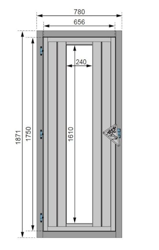 Karibu Türelement gedämmt für 68 mm Kabinen