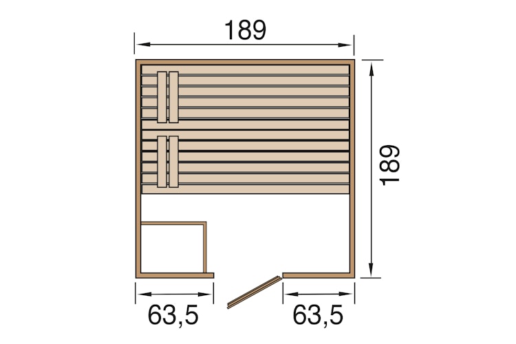 Weka Sauna Valida 3 mit Glastür - Massivholzsauna 38 mm
