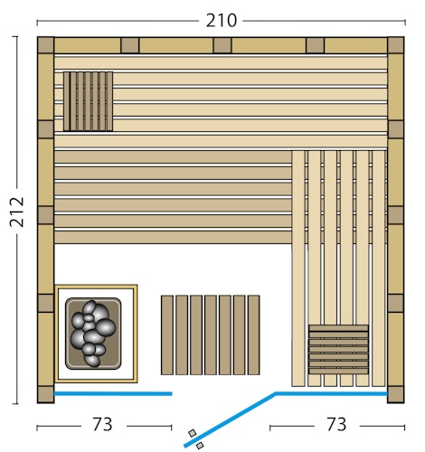 Infraworld Solido Glas 212 - 40 mm Massivholzsauna inkl. 5-teiligem gratis Zubehörset