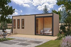 Karibu Design Saunahaus Monterey mit Douglasie-Lamellenprofil - 73 mm