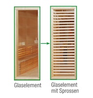 Wolff Finnhaus Sauna Paradiso: Tausch Glaselement zu Glaselement mit Sprossen