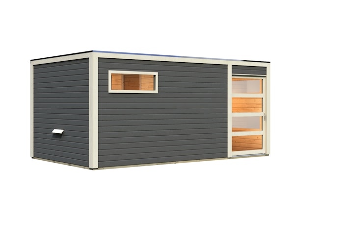 Karibu Gartensauna Saunahaus Hygge inkl. Vorraum, terragrau
