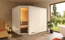 Vorschaubild Weka Elementsauna Varberg 4 Trend Familiensauna mit Eckeinstieg & weiß lasierten Fronten - 68 mm