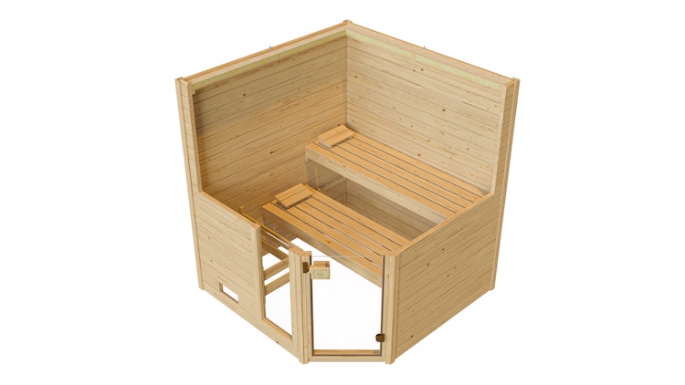 Weka Sauna Valida Eck 1.8 mit Glastür/Fenster- Massivholzsauna 38 mm