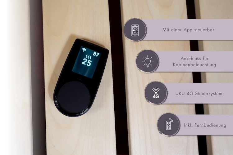 Karibu 9 kW Saunaofen finnisch anthrazit inkl. Huum WLAN Steuergerät mit App-Steuerung