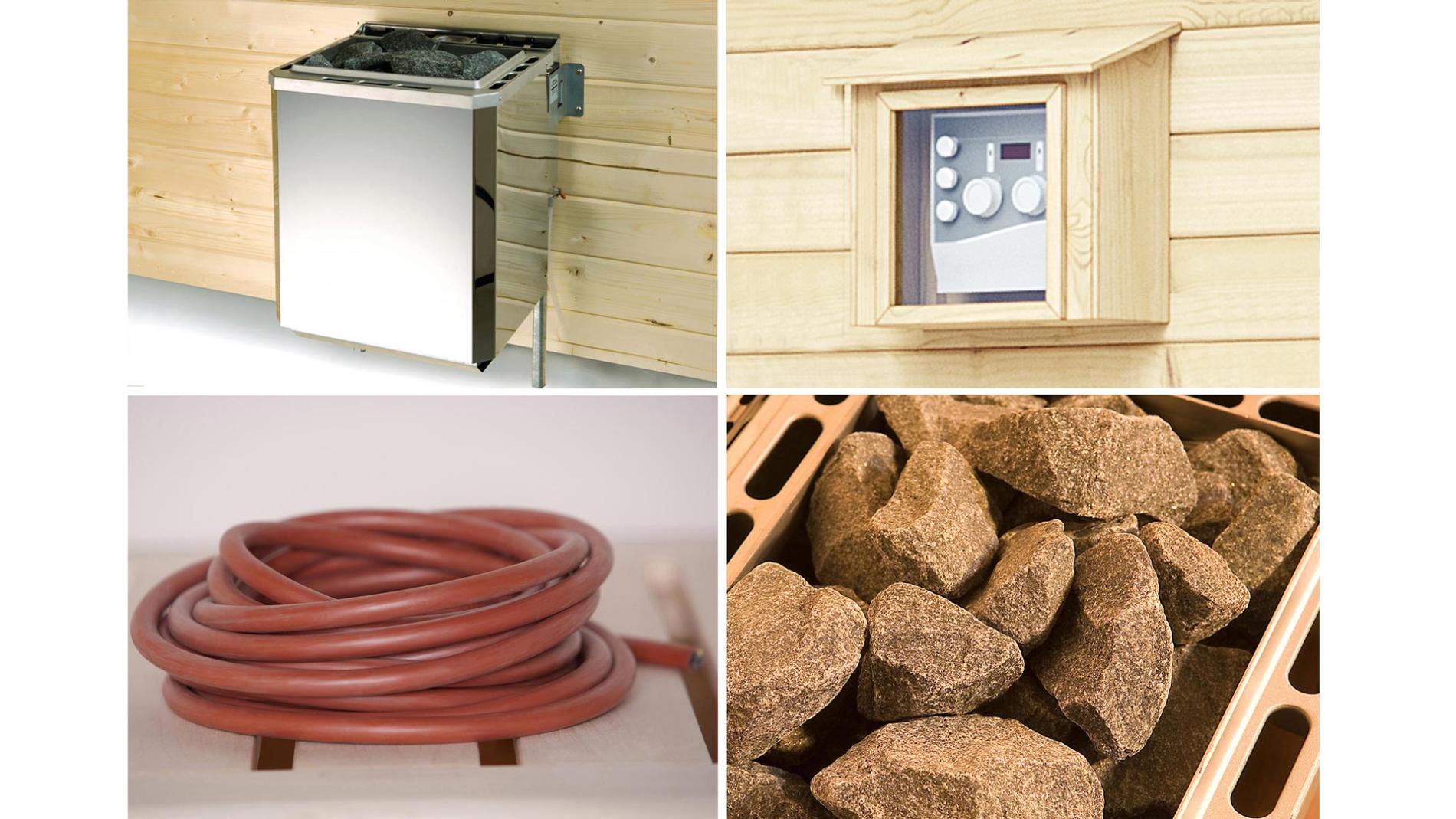 Weka Technikpaket 4 inkl. 9 kW BioAktiv Ofen, Saunasteine, Anschlusskabel und Steuergerät für Saunafass 198