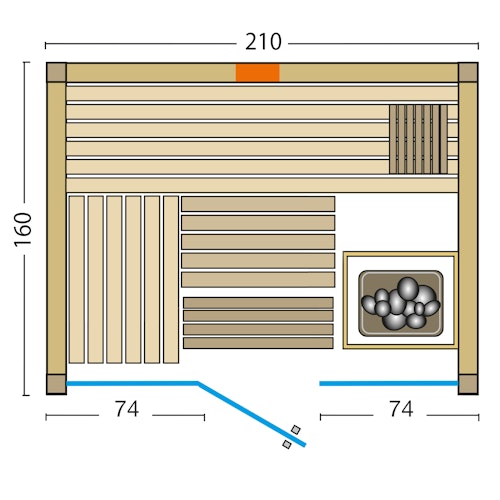 Infraworld Sauna Panorama Complete 160 Fichte - 75 mm Multifunktionssauna inkl. 5-teiligem gratis Zubehörset