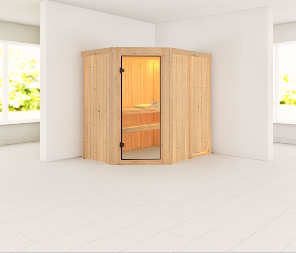 Karibu Sauna Carin mit Eckeinstieg 68 mm