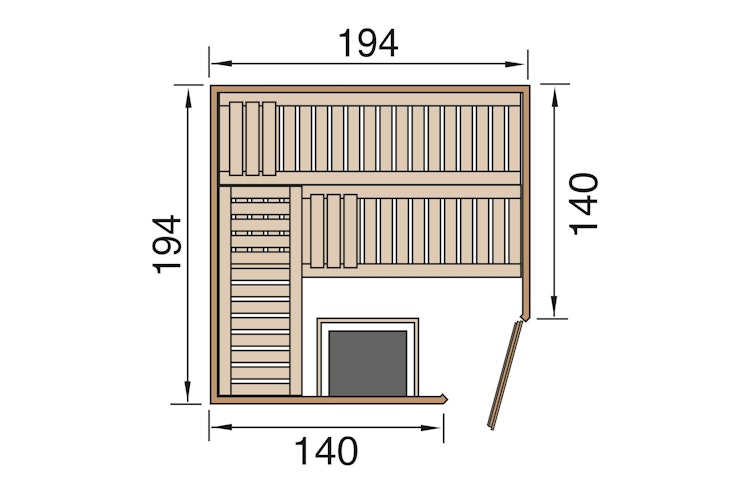 Weka Elementsauna Varberg 3 - 68 mm Sparset 2 inkl. 7,5 kW Bioaktiv-Ofen mit Steuergerät
