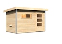 Vorschaubild Karibu Gartensauna Pultdach Saunahaus Skrollan 1 mit Vorraum naturbelassen inkl. gratis Saunaofen im Wert von 599,99 €