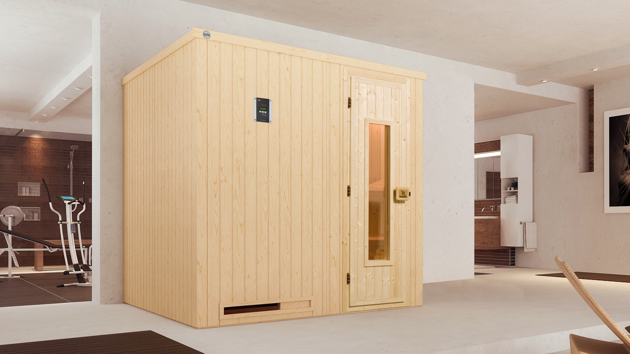 Weka Sauna Halmstad 2 mit Holztür und Fronteinstieg - 68 mm