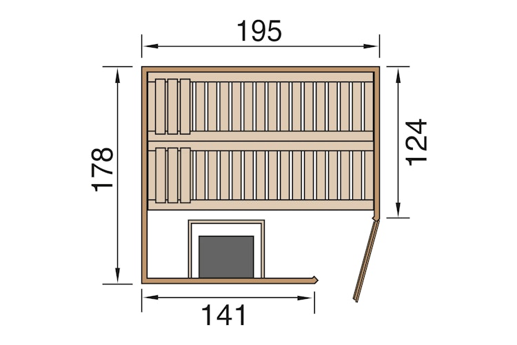 Weka Premium Massivholzsauna Turku 1 Sparset 1 inkl. 7,5 kW Ofen und Leuchtenset - 45 mm - "Alles dabei"