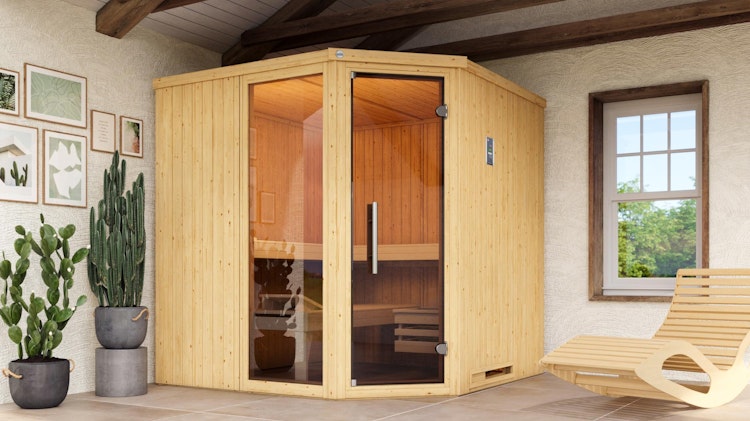 Weka Elementsauna Varberg 3 - 68 mm Sparset 2 inkl. 7,5 kW Bioaktiv-Ofen mit Steuergerät