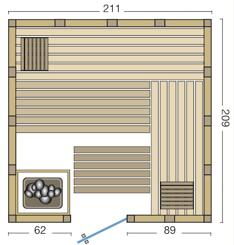 Infraworld Sauna Urban - 40 mm Massivholzsauna inkl. 5-teiligem gratis Zubehörset