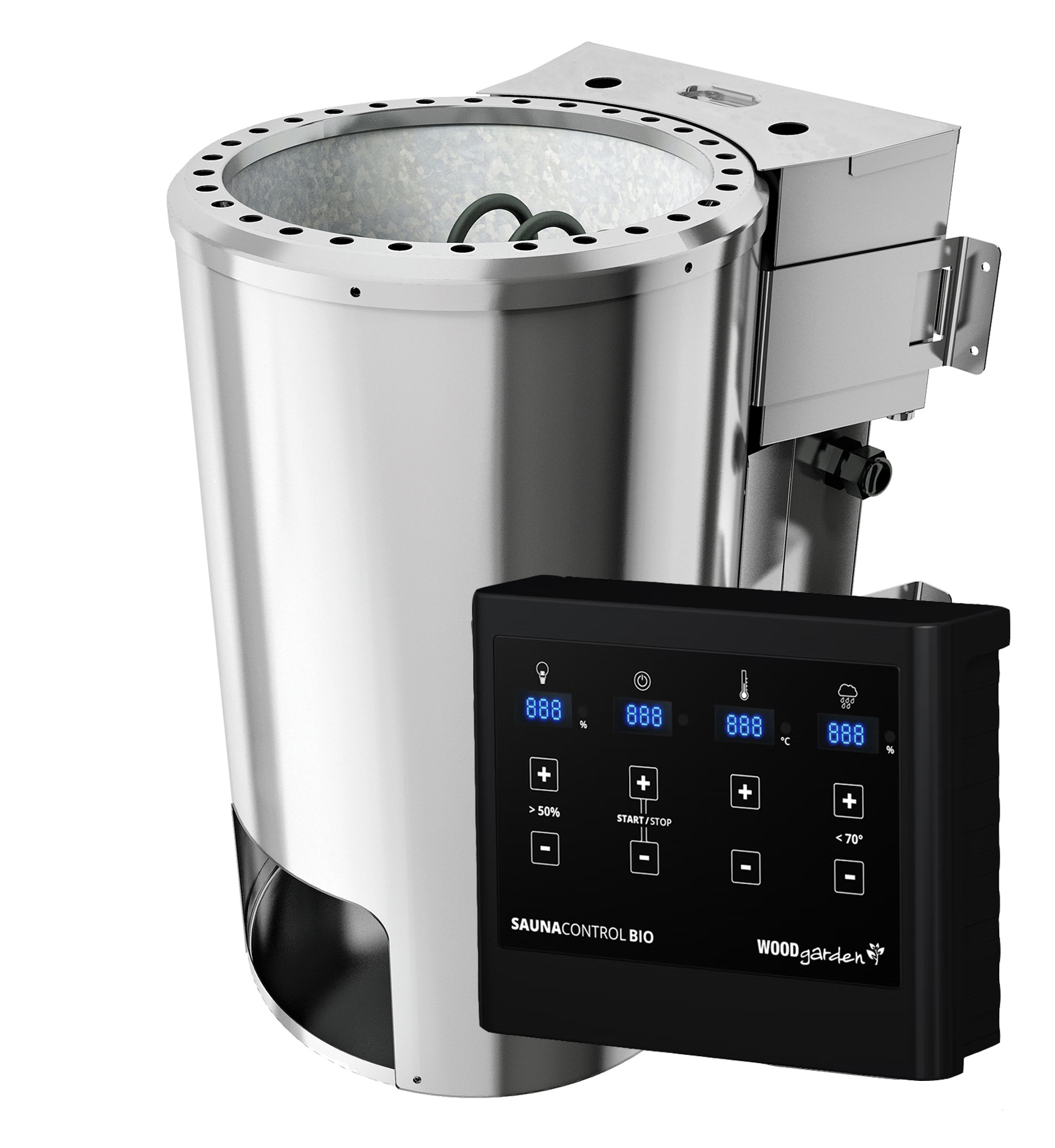 Karibu Plug & Play - Bio-Kombiofen 3,6 kW mit externer Steuerung Easy schwarz