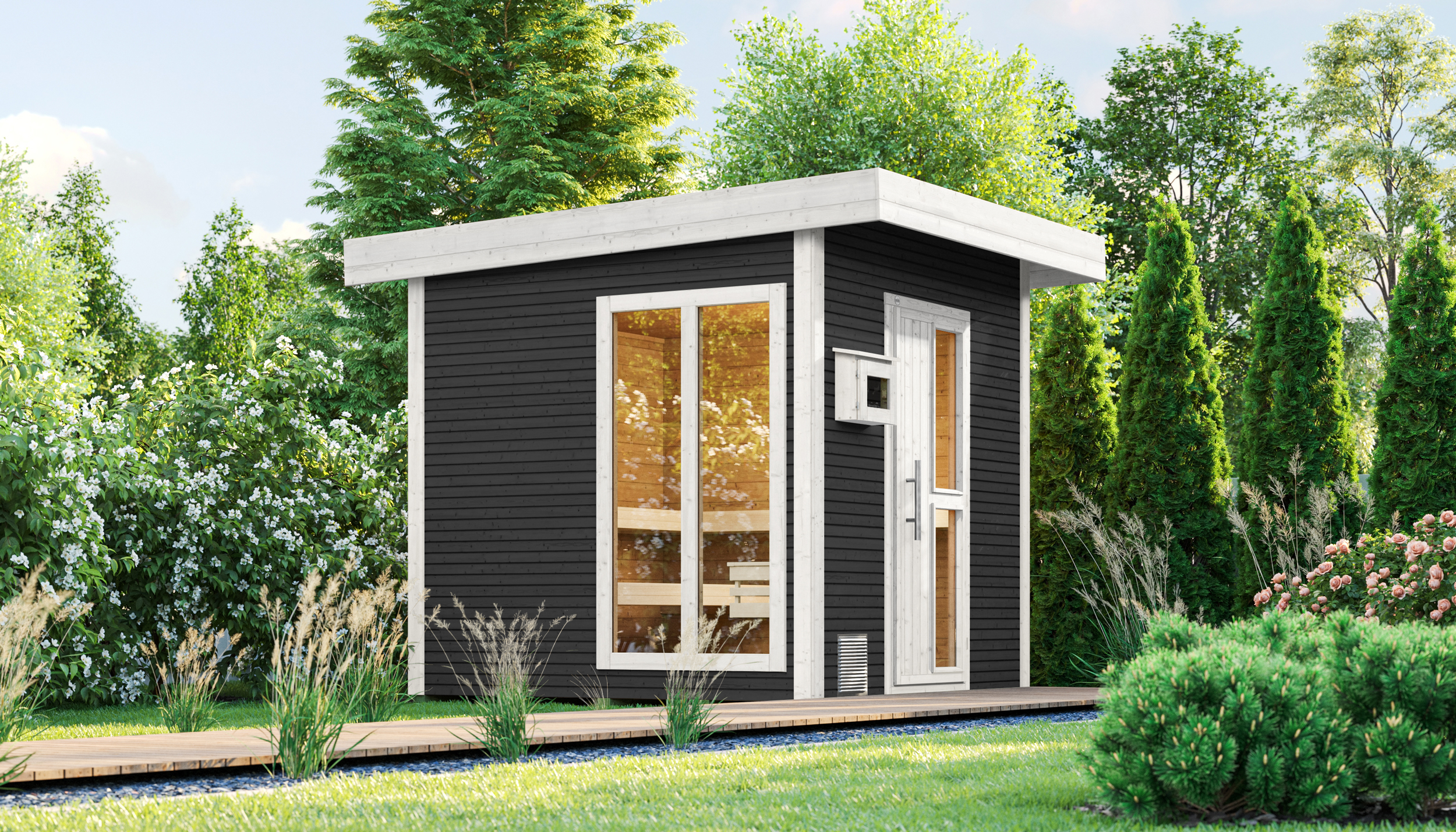 Weka Blockbohlen Saunahaus Kuopio - 45 mm Blockbohlen