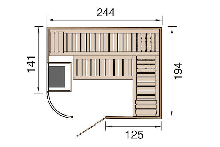 Weka Element-Designsauna Sara 2 Sparset inkl. Ofen - 68 mm - "Alles dabei"