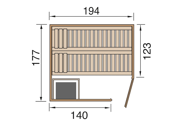 Weka Sauna Kiruna 2 mit Glastür und Eckeinstieg 230 V - 68 mm - "Alles dabei"