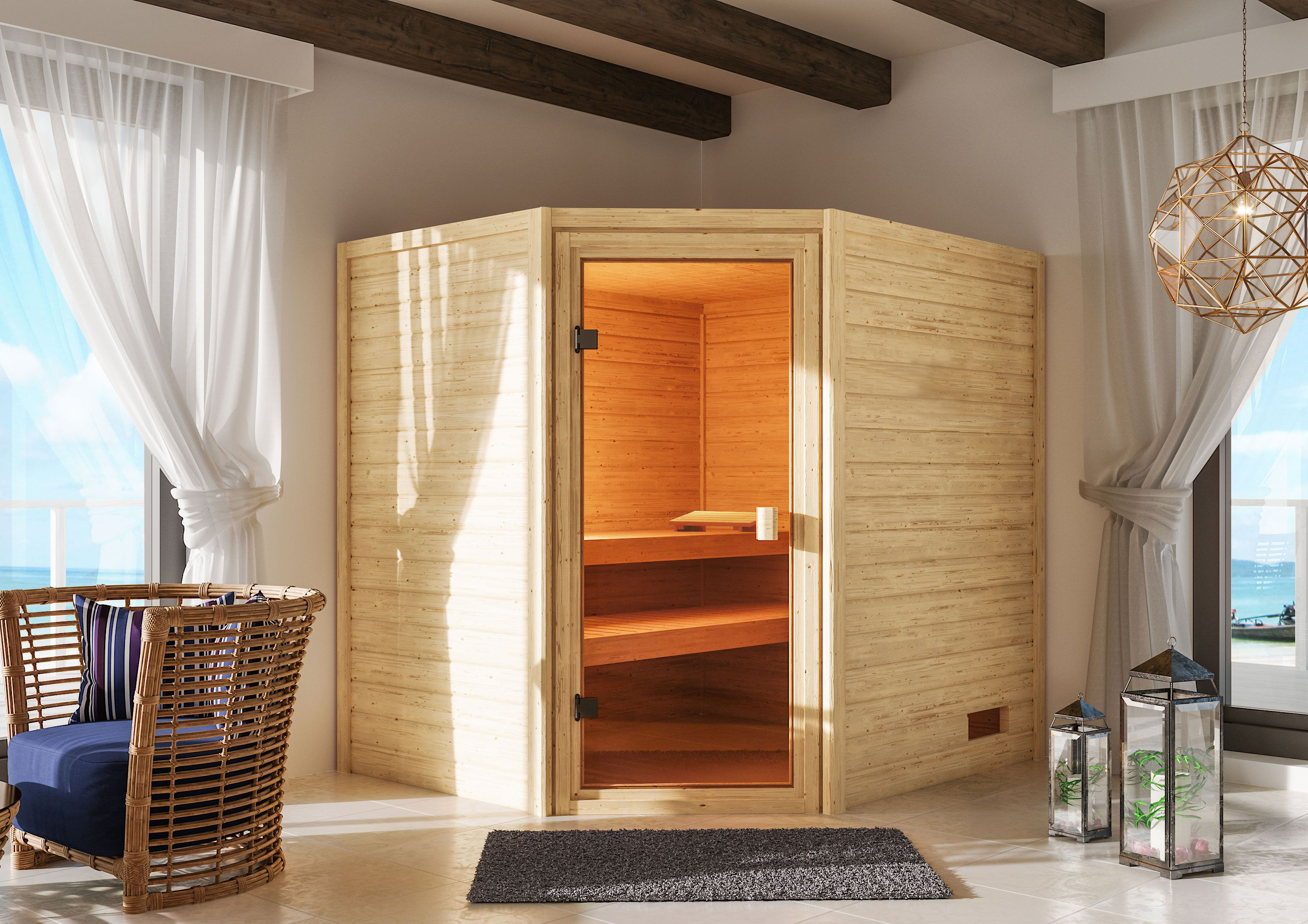 Karibu Woodfeeling Sauna Elea - 38 mm Massivholz Aktionssauna