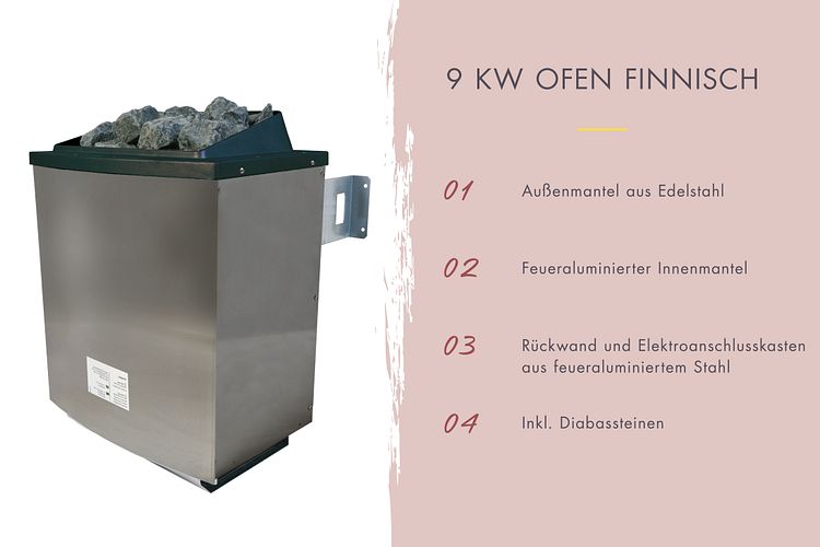 Karibu 9 kW Saunaofen finnisch anthrazit inkl. Steuergerät EASY weiß - Sparset