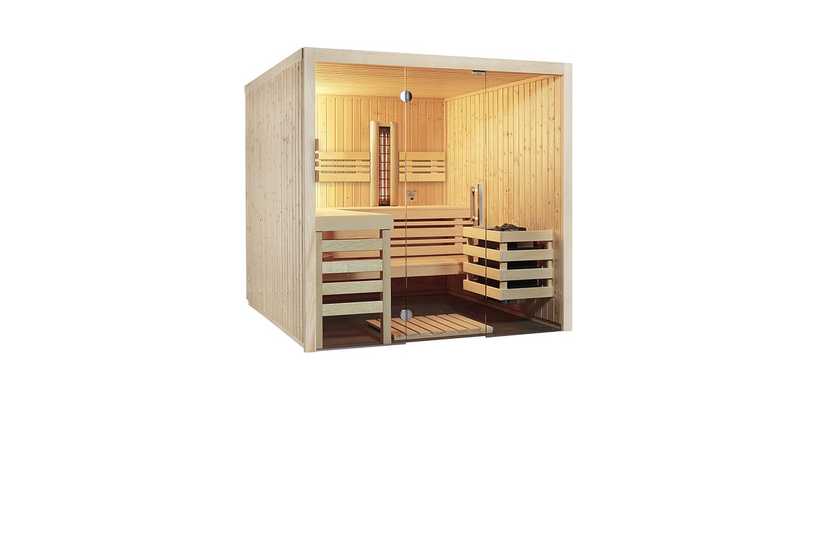 Infraworld Sauna Panorama Complete 160 Fichte - 75 mm Multifunktionssauna Ohne Ofen/Steuerung