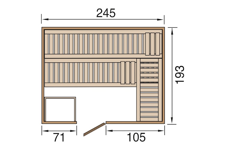Weka Premium Massivholz-Elementsauna Kemi 5 mit Glastür - 45 mm