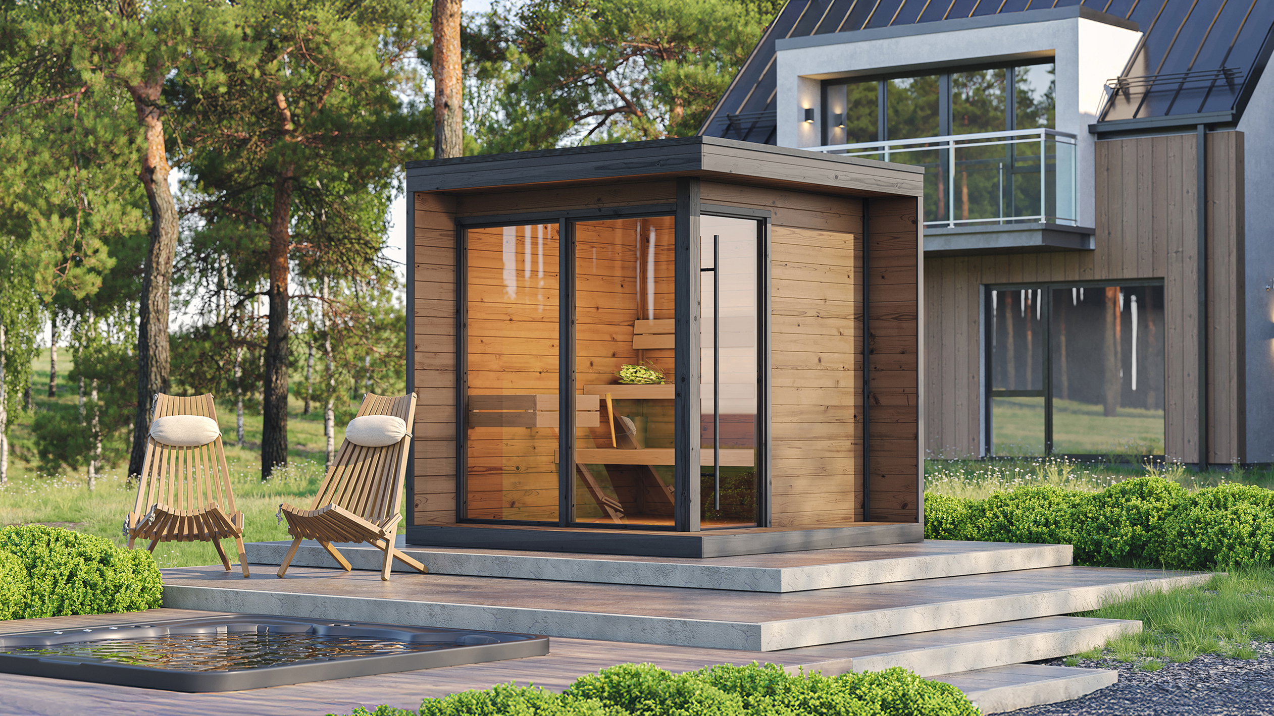 Weka Design Saunahaus Viira 2 mit Thermoholz - 40 mm