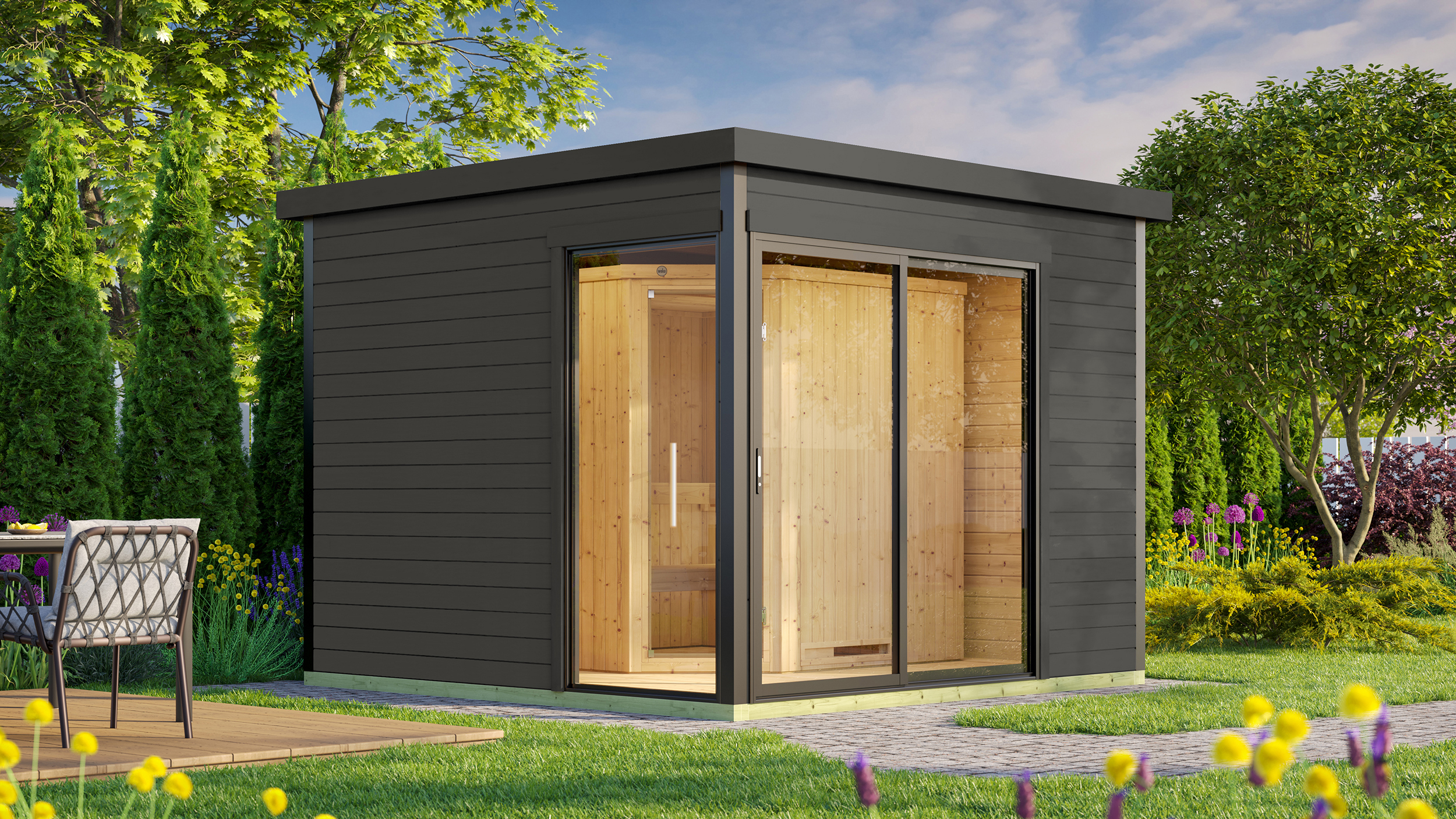 Weka Design-Saunahaus 412 inkl. Elementsauna 44/68 mm