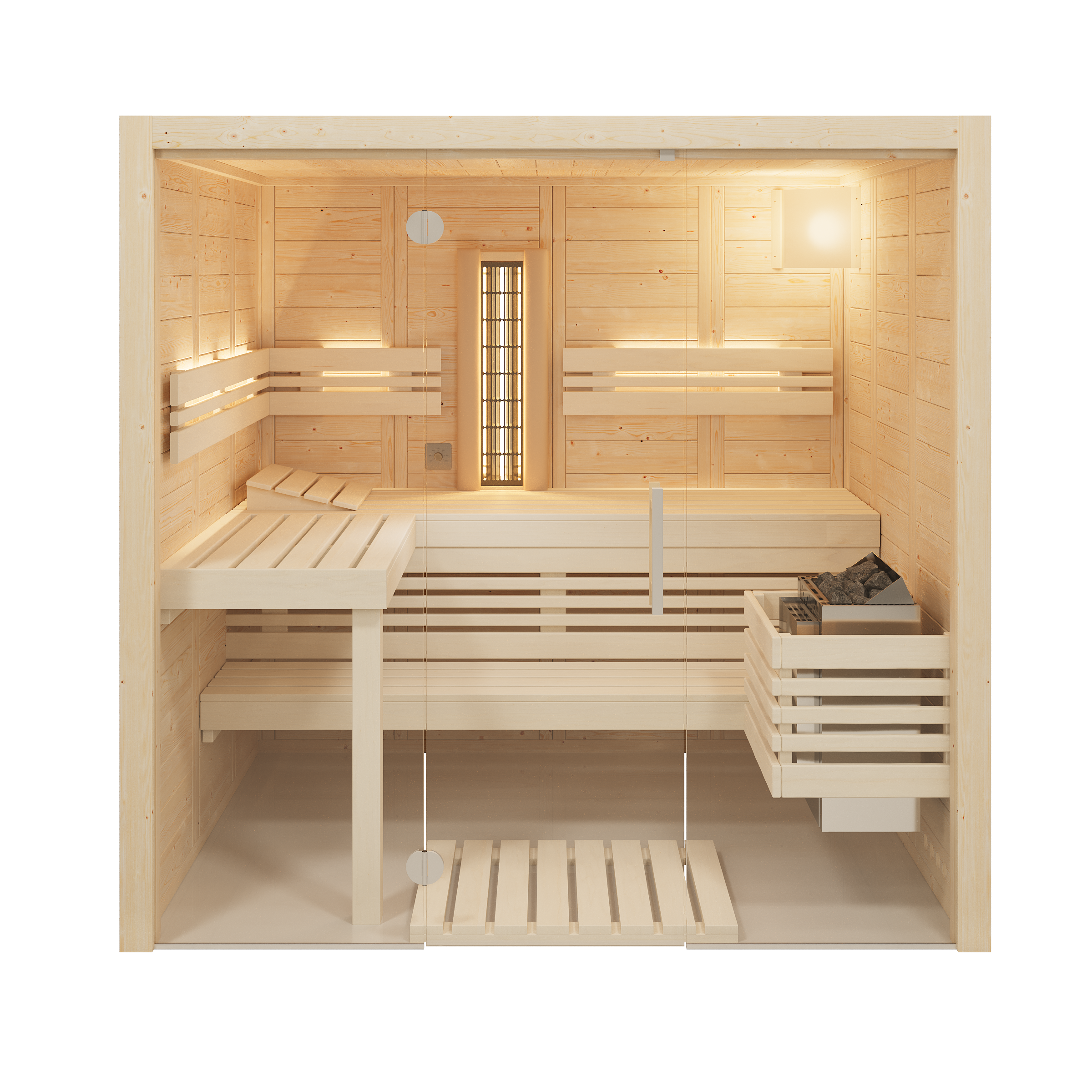 Infraworld Sauna Solido Glas Complete 167 - 40 mm Multifunktionssauna inkl. 5-teiligem gratis Zubehörset