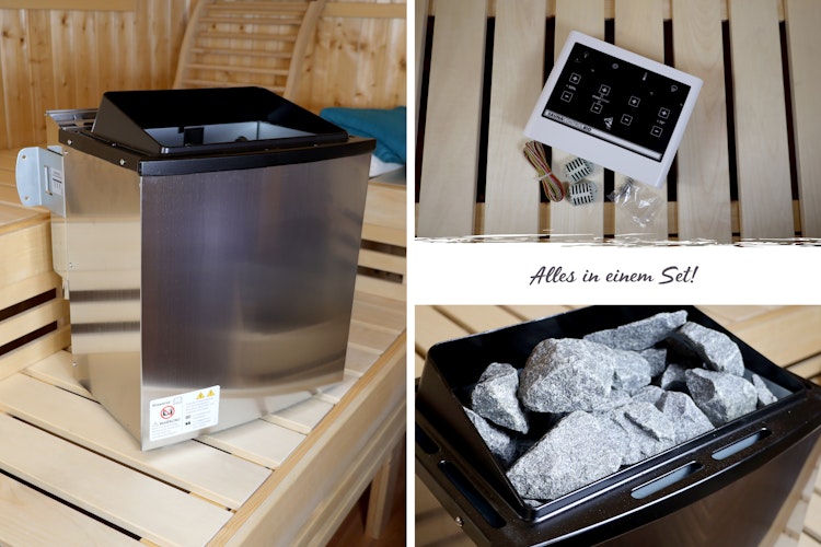 Karibu 11 kW Bio-Kombiofen Saunaofen anthrazit inkl. Steuergerät EASY weiß - Sparset