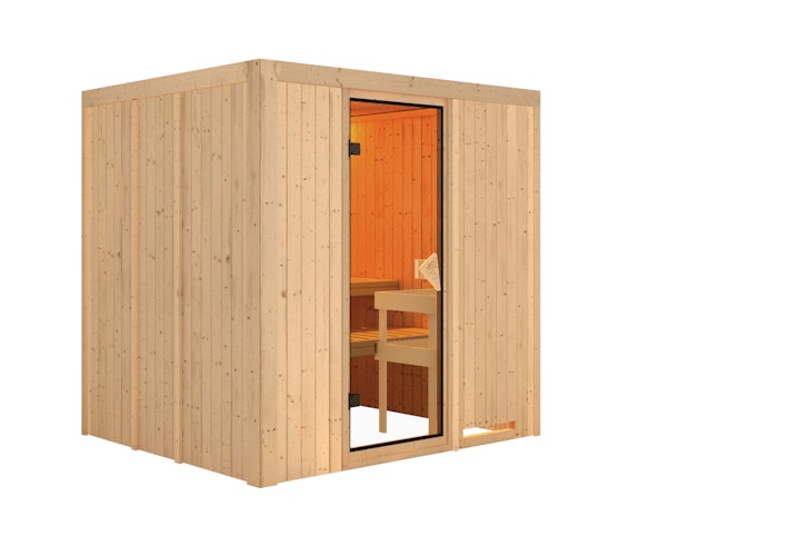 Karibu Sauna Sodin mit Fronteinstieg 68 mm inkl. gratis Saunaofen im Wert von 599,99 €
