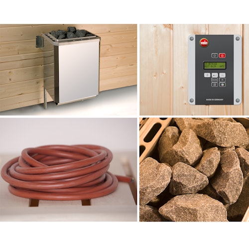 Weka Saunaofen-Set 8 inkl. 9 kW BioAktiv Ofen mit Dampfbad-Funktion, Saunasteine, Steuergerät