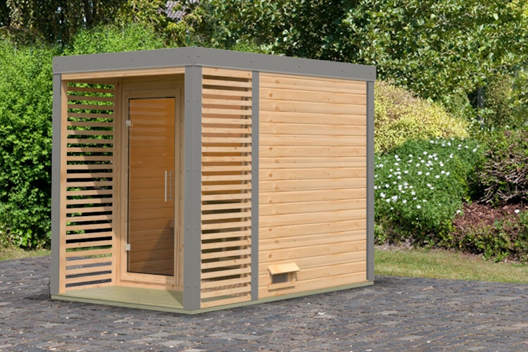 Karibu Saunahaus Ares 1 - Hybridhaus mit Metallrahmen - 38 mm