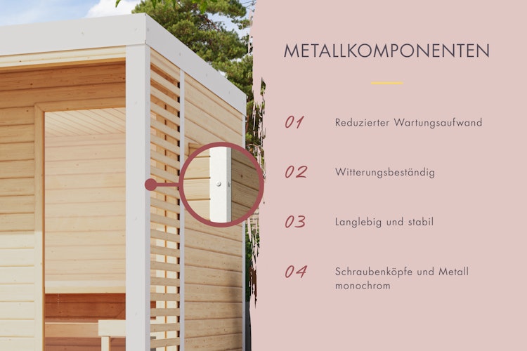 Karibu Saunahaus Ares 3 - Hybridhaus mit Metallrahmen - 38 mm inkl. gratis Saunaofen im Wert von 599,99 €