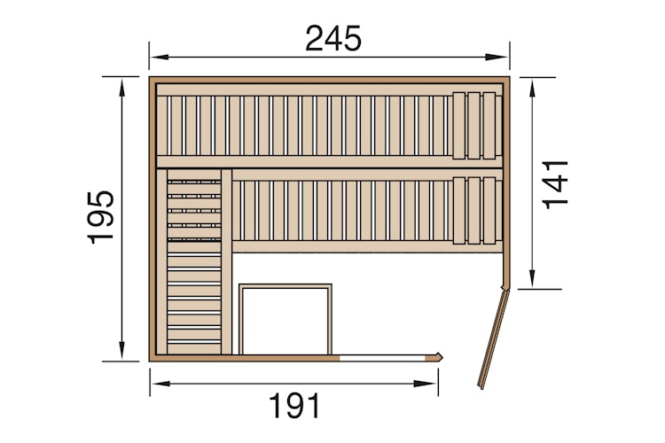 Weka Premium Massivholzsauna Cubilis 3 Familiensauna mit Glastür+Fenster inkl. Montageservice - 45 mm
