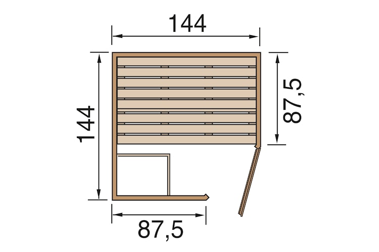 Weka Massivholz-Elementsauna Laukkala 1 mit Glastüre - 38 mm mit Eckeinstieg